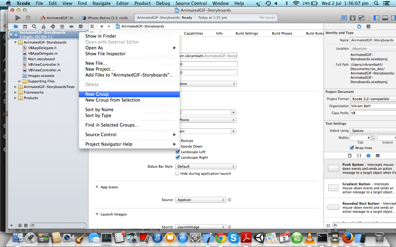 Create new group in Xcode named ‘Library’
