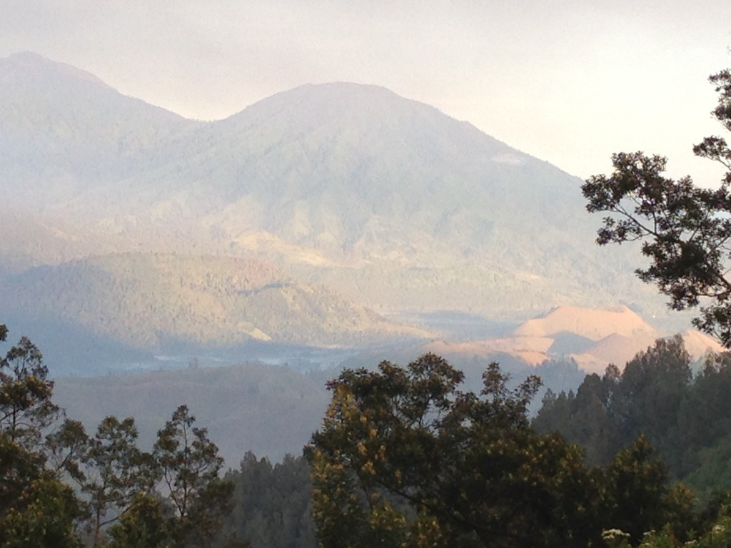 Hills in the distance while trekking up Mount Ijen