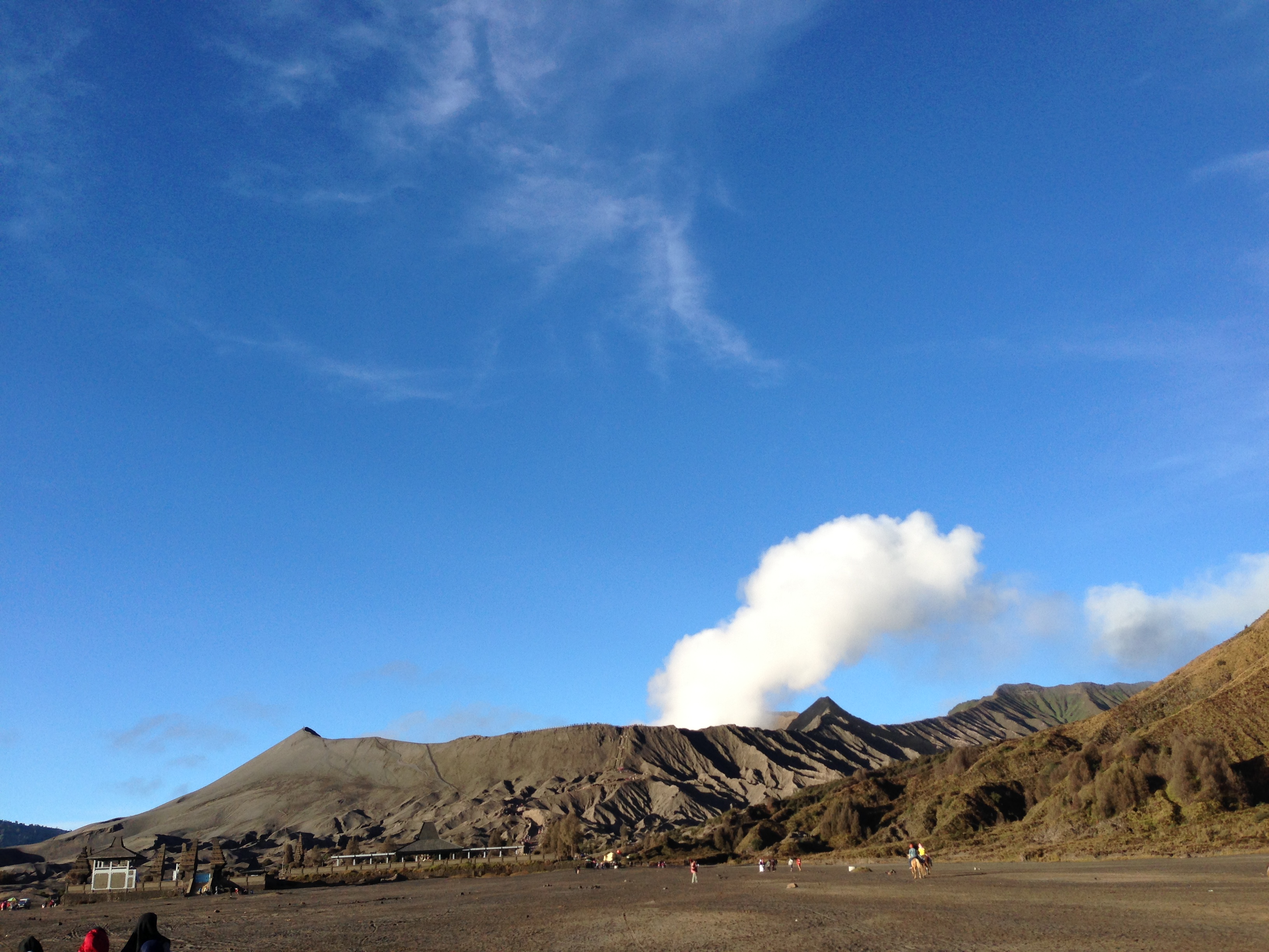 Mount bromo spouting volcanic gases