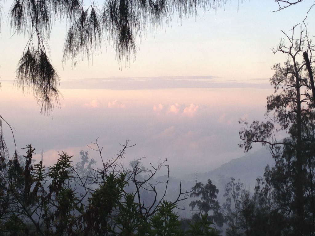 Clouds below us at Mount Ijen